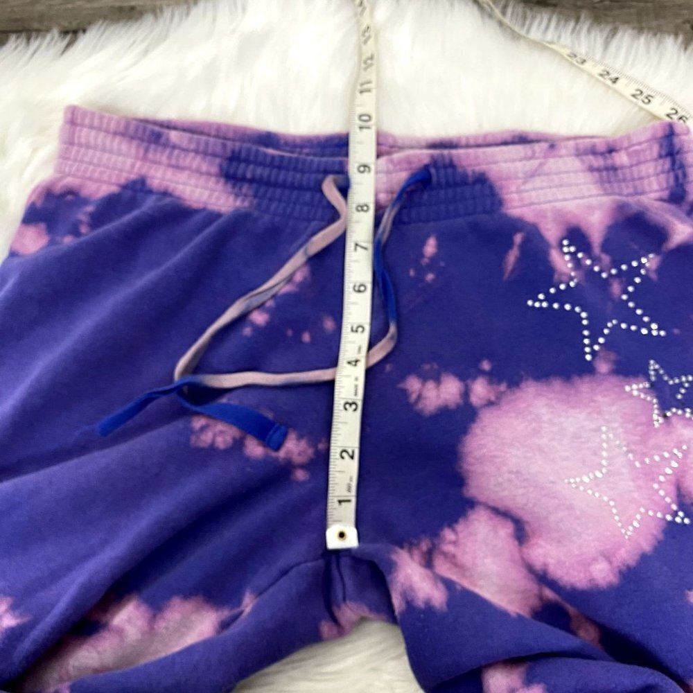 Upcycled Custom Bleach Tie Dye Jenni Star Rhinestone Cropped Jogger Sweatpants - Picture 7 of 8